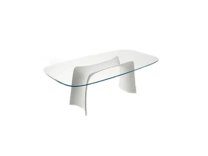Tavolo di design con top in vetro e base in plastica Baydur di Midj