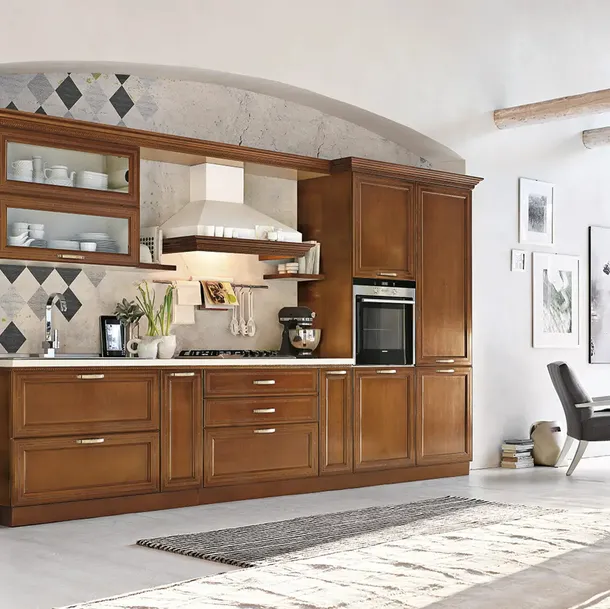 Cucina Classica lineare in legno I Ciliegi composizione 01 di Le Fablier