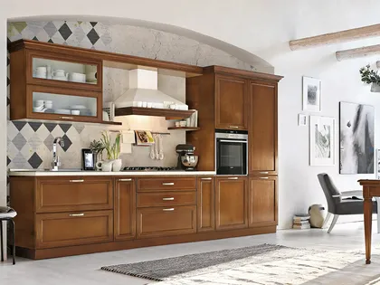 Cucina Classica lineare in legno I Ciliegi composizione 01 di Le Fablier