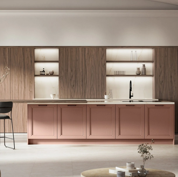 Cucina Classica con isola Opera 01 in laccato e laminato di Arredo3