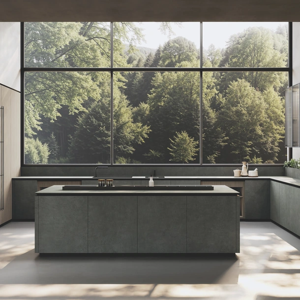 Cucina Design con isola Balance Supermaterico di Binova