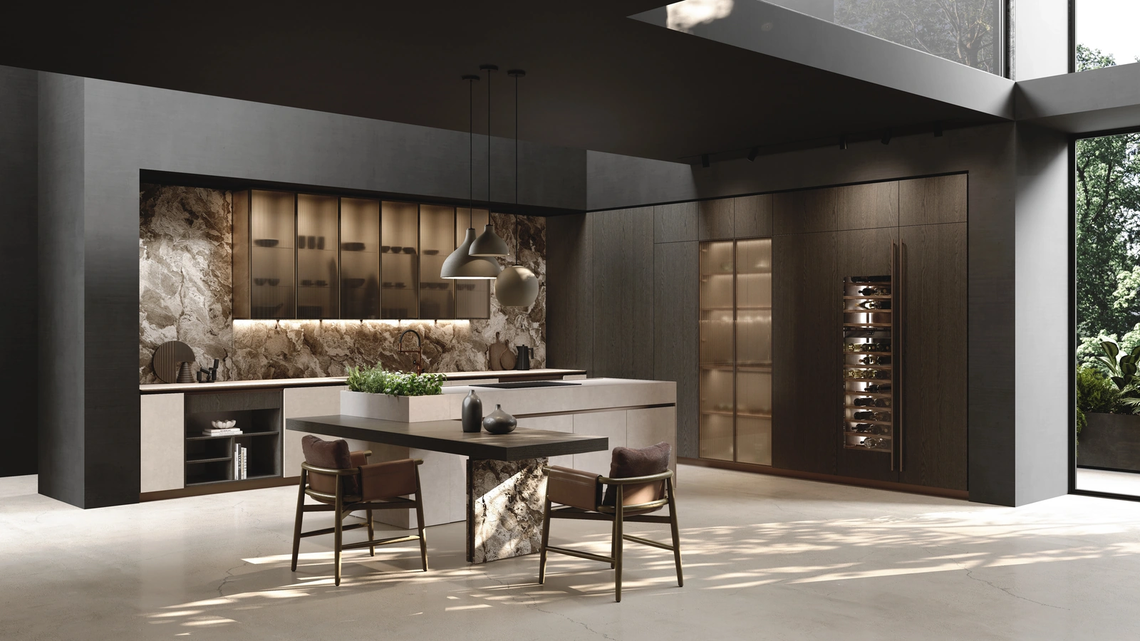 Cucina Design con isola Balance Superwood di Binova