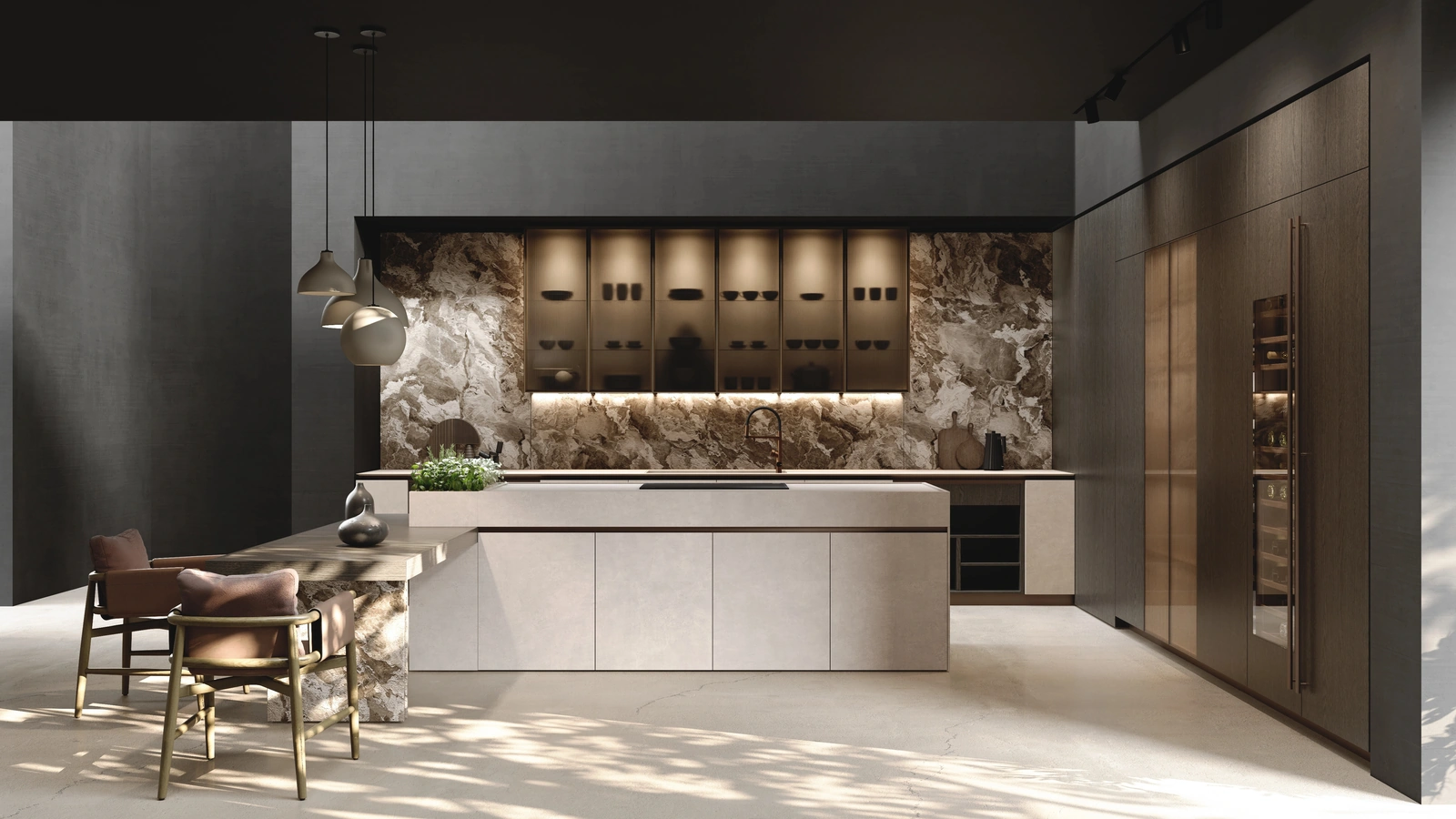 Cucina Design con isola Balance Superwood di Binova