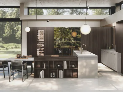 Cucina Design con isola e penisola Bluna Gres di Binova