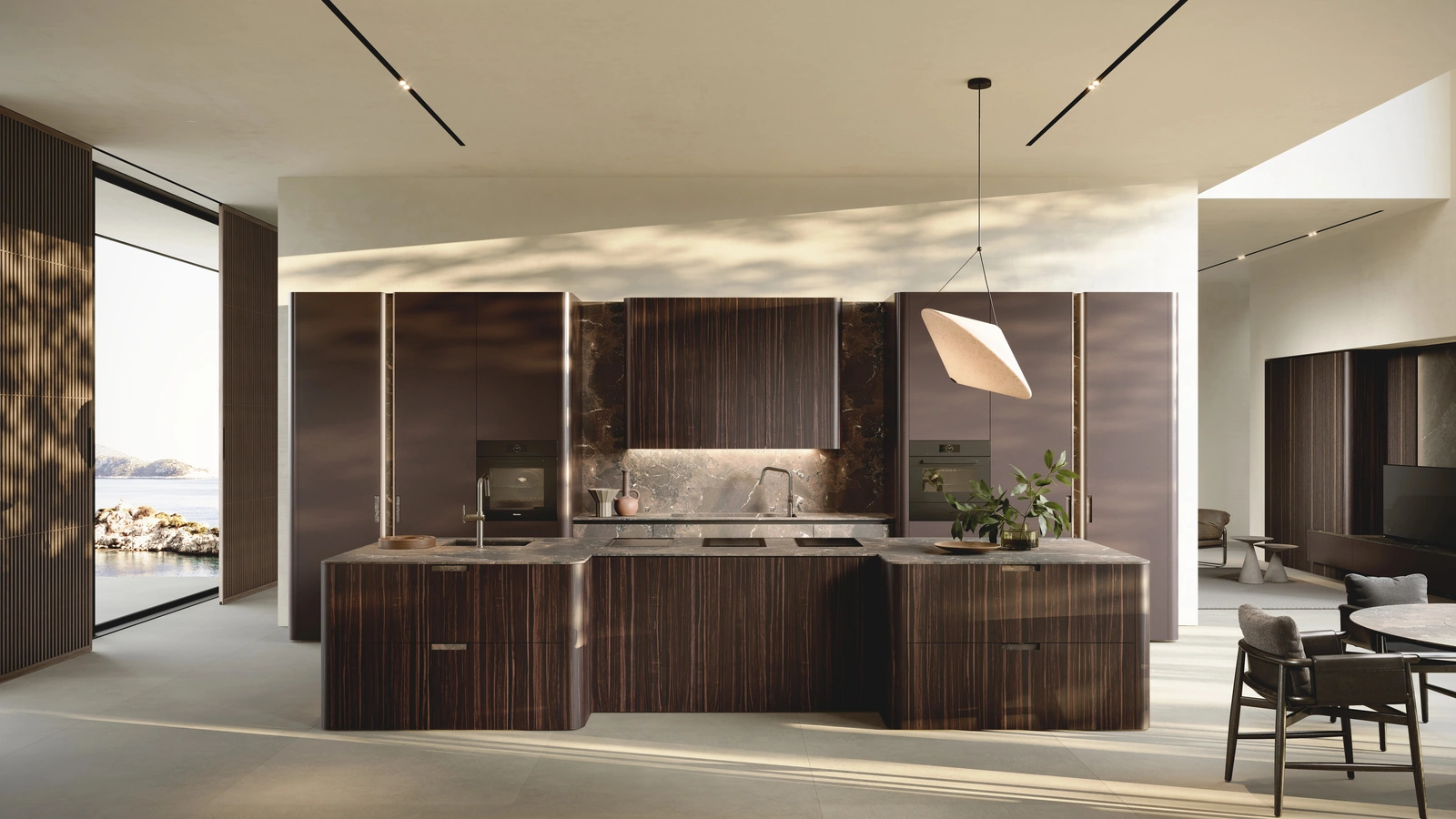 Cucina Design con isola Bluna Metal 5|0 di Binova