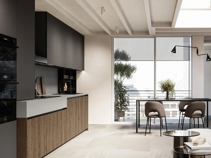 Cucina Moderna lineare Asia 03 in rovere e laccato di Arredo3