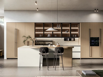 Cucina Moderna con penisola Asia 05 in laccato e legno di Arredo3