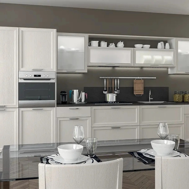 Cucina Moderna lineare Melograno Composizione PM03 in legno di frassino di Le Fablier
