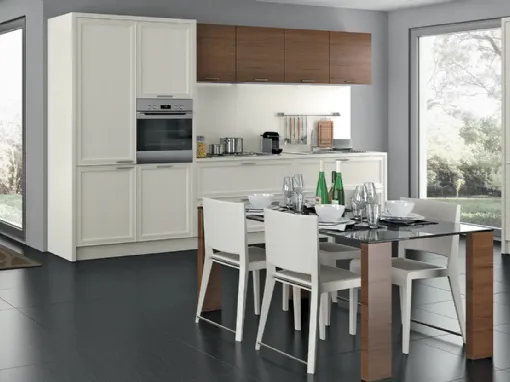 Cucina Moderna lineare Melograno in legno laccato opaco composizione 04 di Le Fablier
