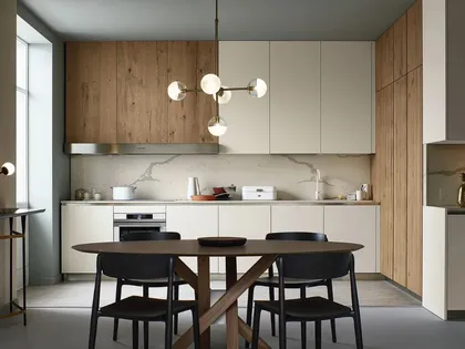 Cucina moderna Lounge 07 in laminato Bianco Kos e Rovere di Veneta Cucine