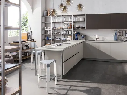 Cucina Moderna Start-Time J 07 finitura Antracite e Grigio di Veneta Cucine