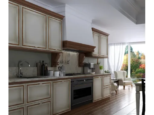 Cucina lineare Shabby Chic I Ciliegi composizione 06 di Le Fablier
