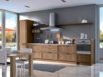 Cucina lineare su misura in legno Melograno composizione 06 di Le Fablier