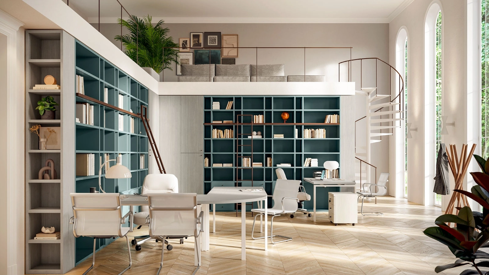 Scrivania Operativa OF109 con libreria angolare di Giessegi